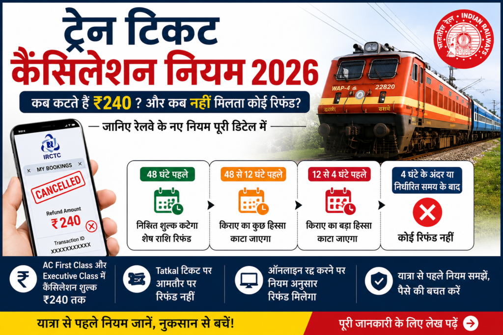 Train Ticket Cancellation Rules 2026 Refund Policy in Hindi